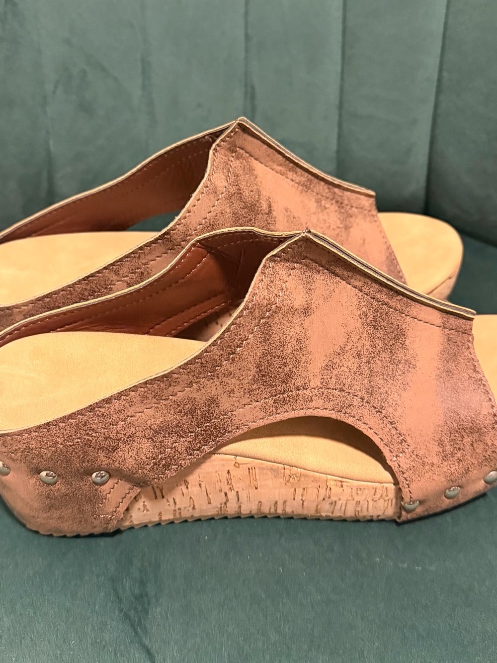 Women’s Suede Cork Wedge Sandals - Rose